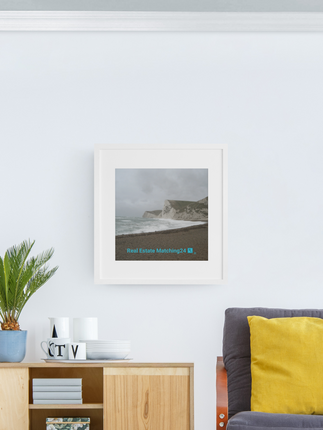 Waves and Sand Poster with hangers with realestatematching24 with key Logo