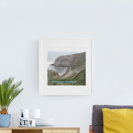 Sea & Hills Photo paper poster with realestatepartner24 with house Logo