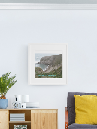Sea & Hills Photo paper poster with realestatepartner24 with house Logo