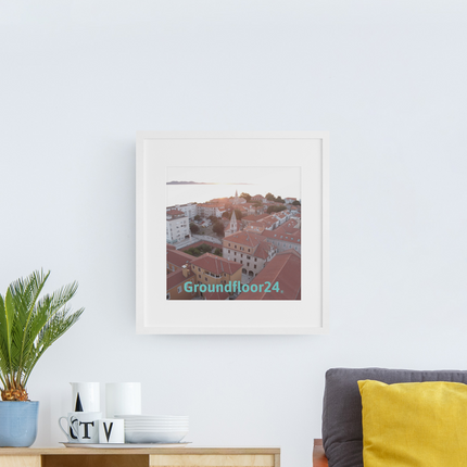 Roof Sunset View Framed canvas with Groundfloor24 without House Logo
