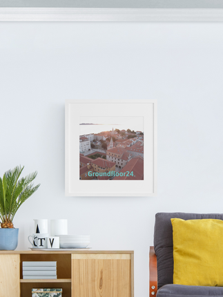 Roof Sunset View Framed canvas with Groundfloor24 without House Logo