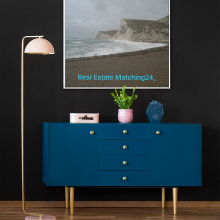 Waves and Sand Poster with realestatematching24 without key Logo