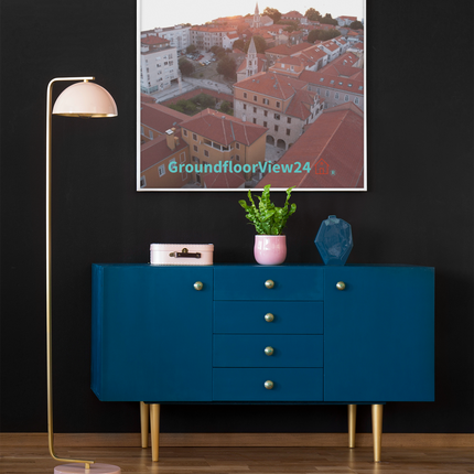 Roof Sunset View Framed canvas with groundfloorview24 with House Logo