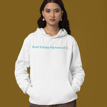 Unisex pullover hoodie with Real Estate Partner24 Logo