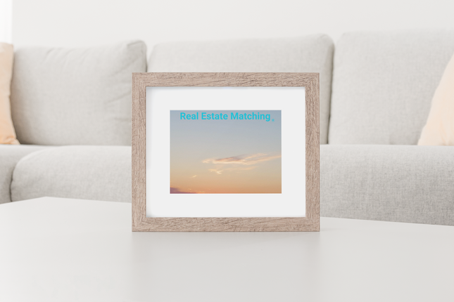 Sunset Sinari Framed poster with Real Estate Matching Logo