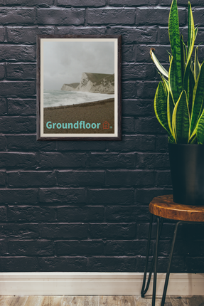 Waves and Sand Framed canvas with Groundfloor with House Logo