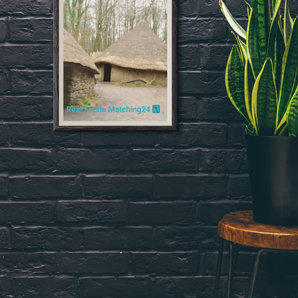 Village Charm Framed poster with realestatematching24 with key Logo