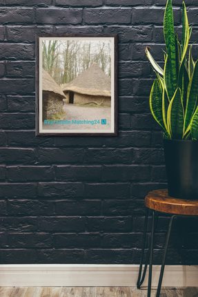 Village Charm Framed poster with realestatematching24 with key Logo
