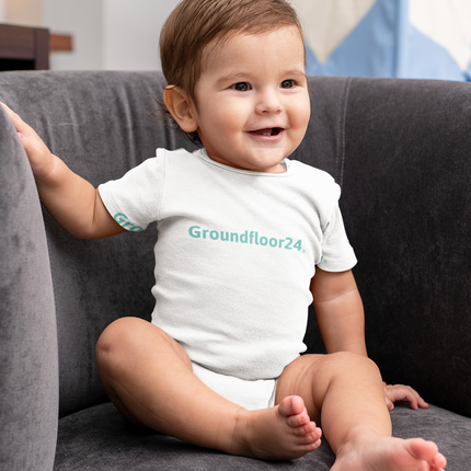 Baby short sleeve one piece with Groundfloor24 Logo