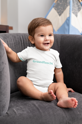 Baby short sleeve one piece with Groundfloor24 Logo