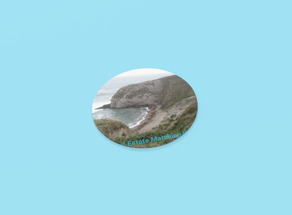 Sea & Hills Cork-back coaster with realestatematching with key Logo