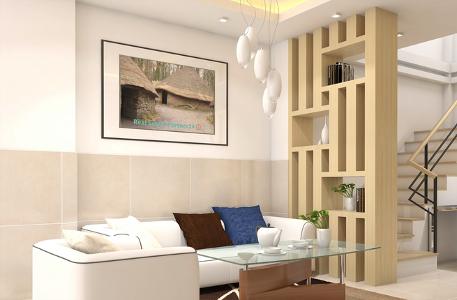 Village Charm Thin canvas with realestatepartner24 with house Logo