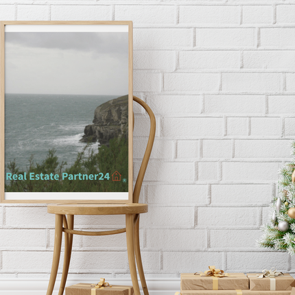 Seaside Serenity Canvas with realestatepartner24 with house Logo