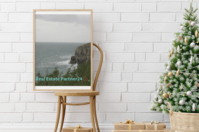 Seaside Serenity Canvas with realestatepartner24 with house Logo