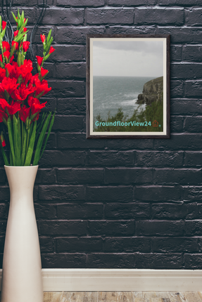 Seaside Serenity Framed canvas with groundfloorview24 with House Logo