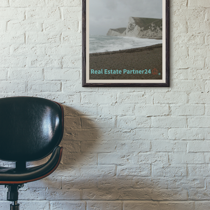 Waves and Sand Thin canvas with realestatepartner24 with house Logo