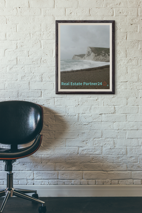 Waves and Sand Thin canvas with realestatepartner24 with house Logo