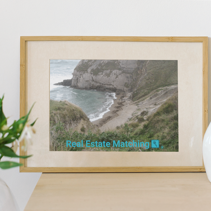 Sea & Hills Poster with realestatematching with key Logo