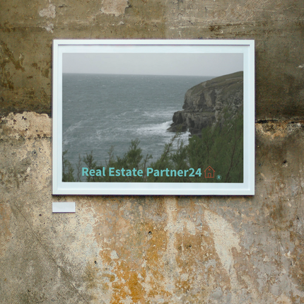 Seaside Serenity Framed poster with realestatepartner24 with house Logo