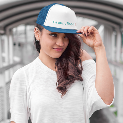 Albania Organic dad hat Groundfloor with 3 Logos.