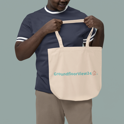 Organic denim tote bag Groundfloorview24 with House
