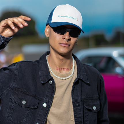 Belarus Organic dad hat GroundfloorView24 with 3 Logos.