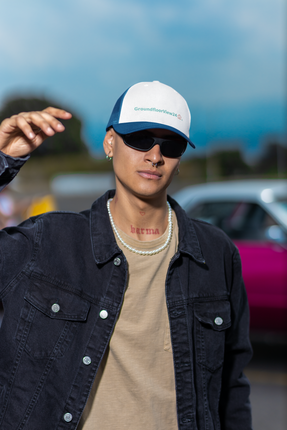 Belarus Organic dad hat GroundfloorView24 with 3 Logos.