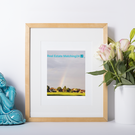 The Rainbow Sinari Framed canvas with Real Estate Matching24 Logo