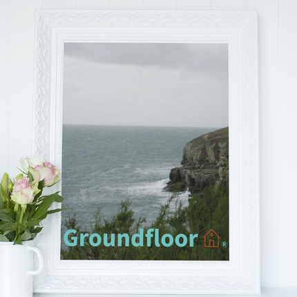Seaside Serenity Framed poster with Groundfloor with House Logo