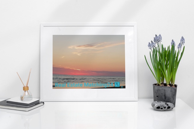 Sunset Sinari Poster with hangers with Real Estate Matching24 Logo