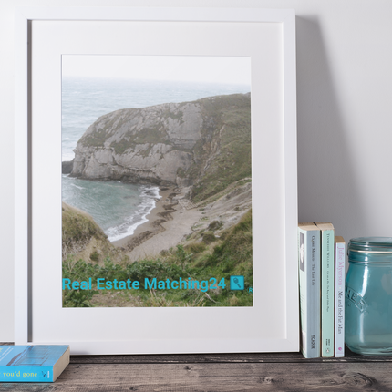 Sea & Hills Framed photo paper poster with realestatematching24 with key Logo