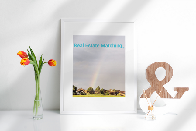 The Rainbow Sinari Framed canvas with Real Estate Matching Logo