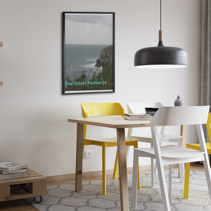 Seaside Serenity Poster with realestatepartner24 with house Logo