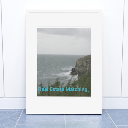 Seaside Serenity Framed poster with realestatematching without key Logo