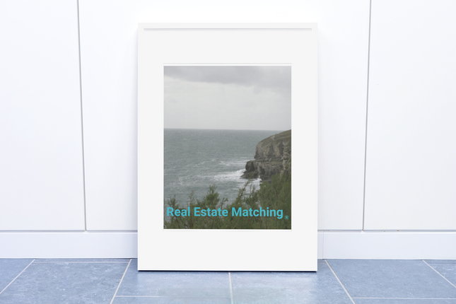 Seaside Serenity Framed poster with realestatematching without key Logo
