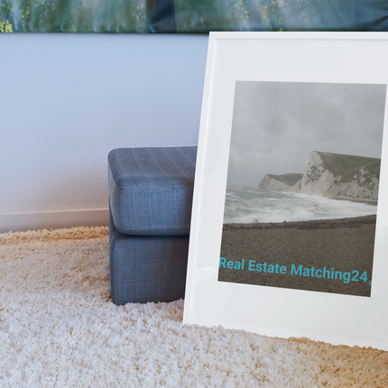 Waves and Sand Framed photo paper poster with realestatematching24 without key Logo
