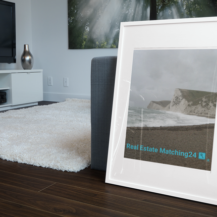 Waves and Sand Framed photo paper poster with realestatematching24 with key Logo