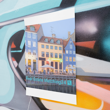 Nyhavn Framed poster with Real Estate Matching24 Logo