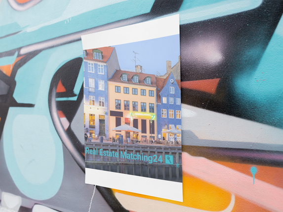 Nyhavn Framed poster with Real Estate Matching24 Logo