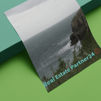 Seaside Serenity Photo paper poster with realestatepartner24 with house Logo