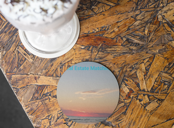 Sunset Sinari Cork-back coaster with Real Estate Matching Logo