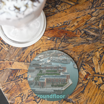 Nice City Cork-back coaster with Groundfloor with House Logo