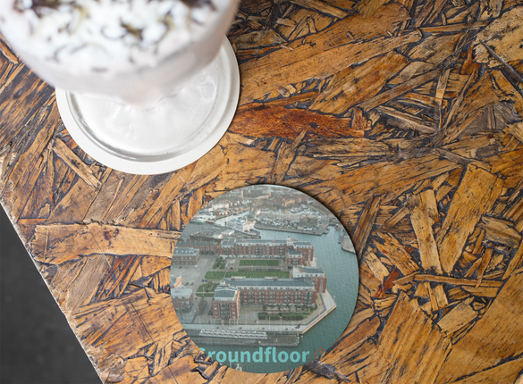 Nice City Cork-back coaster with Groundfloor with House Logo