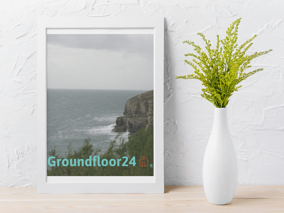Seaside Serenity Framed photo paper poster with Groundfloor24 with House Logo