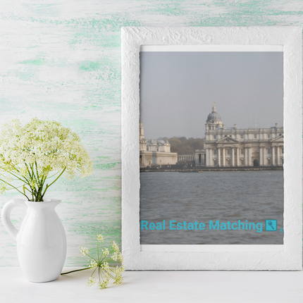 Riverside Beauty Framed canvas with realestatematching with key Logo