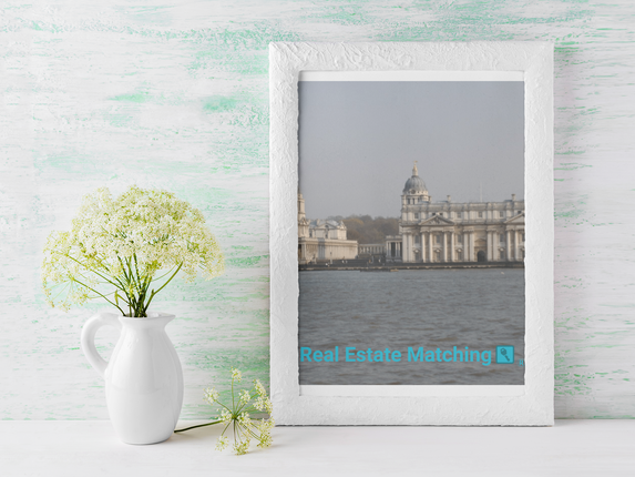 Riverside Beauty Framed canvas with realestatematching with key Logo