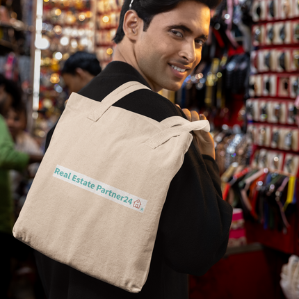 All-Over Print Large Tote Bag with Real Estate Partner24 Logo