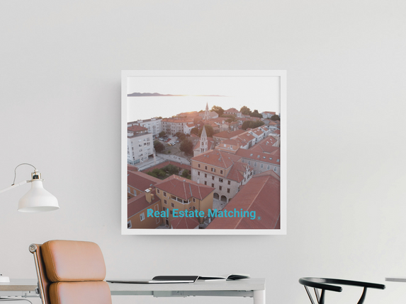 Roof Sunset View Poster with realestatematching without key Logo