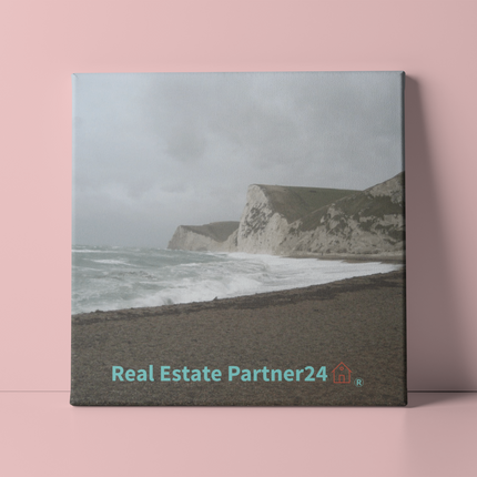 Waves and Sand Poster with hangers with realestatepartner24 with house Logo