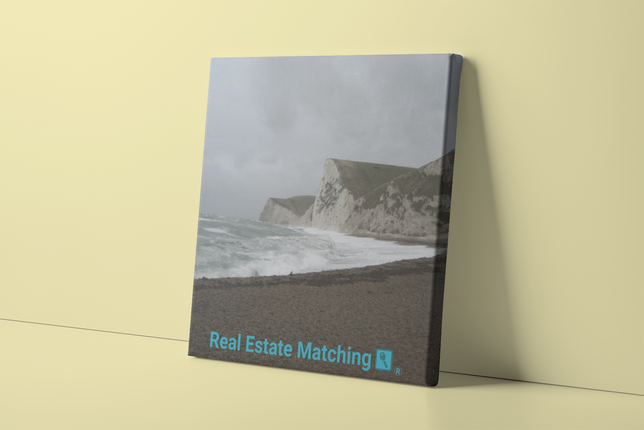 Waves and Sand Poster with realestatematching with key Logo